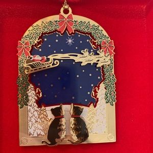 Kitties watching Santa Christmas Ornament.